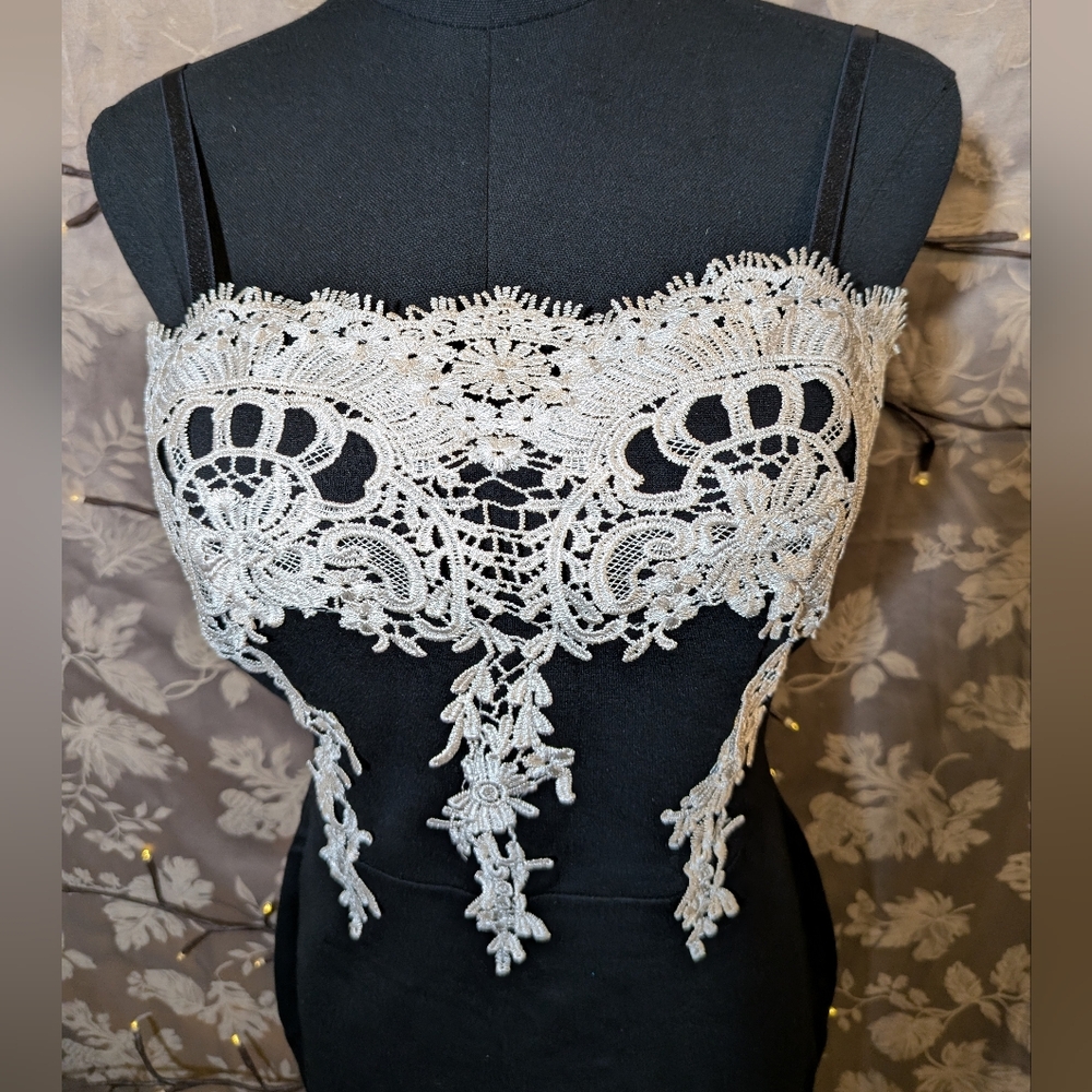 Haute Monde Black And White Lace Dress, Size L, NWT! - Picture 2 of 7